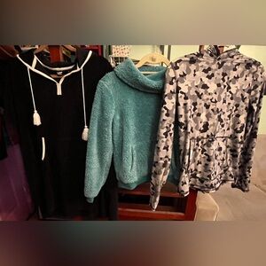 Lands’End Girl Bundle dri fit pullover + cowl neck soft pullover+terry pullover